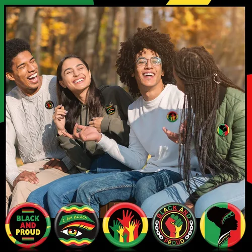 Vista 6 de Junkin Botones Black Lives Matter de 1.6 pulgadas, insignias, alfileres a granel para el mes de la historia negra, fiesta afroamericana