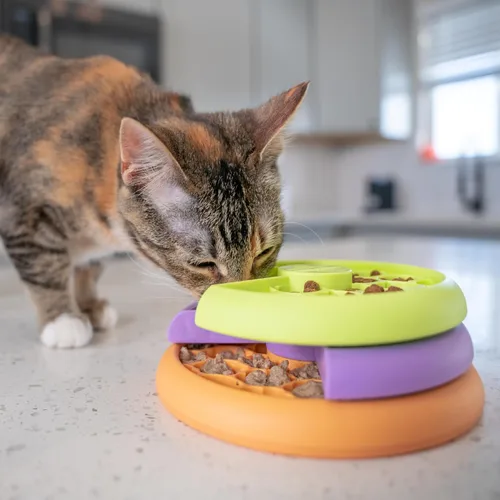 Vista 8 de Catstages Kitty Lickin' Layers - Juguete interactivo para gatos con alimentación lenta, rompecabezas de golosinas, para comida seca o húmeda
