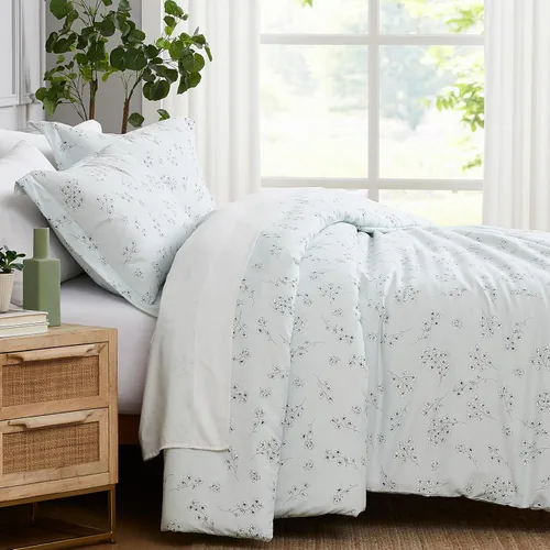 Vista 44 de Southshore Fine Linens - Juego de fundas para edredón de gran tamaño, 3 piezas 22 - Boho Paisley Azul Ceniza