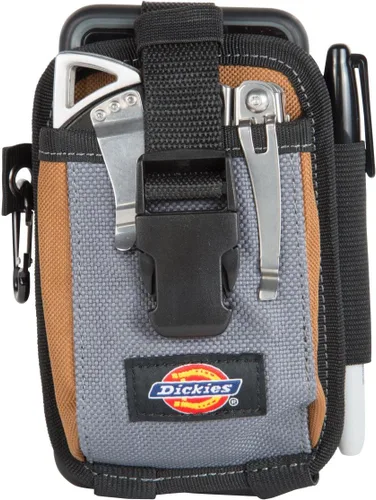 Vista 6 de Dickies Bolsa grande para teléfono con 2 compartimentos, clip de acero de ajuste universal para cinturón de herramientas, correa de seguridad sobre