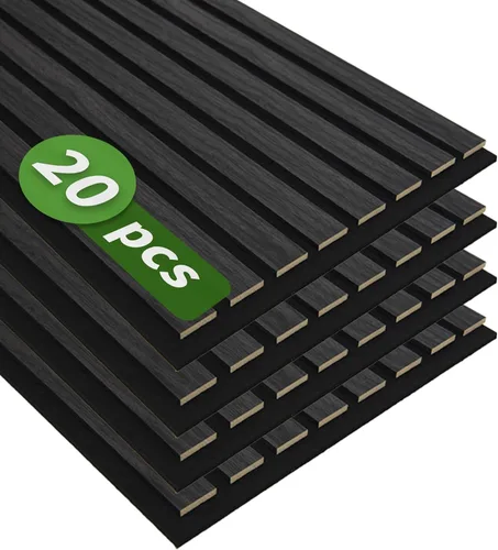 Vista 15 de Art3d Paquete de 4 paneles de listones de madera insonorizados de 12 x 24 pulgadas, paneles de pared acústicos de 8 pies cuadrados, paneles de pared