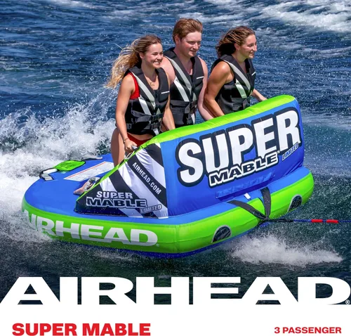 Vista 6 de Airhead Mable Towable Tube for Boating, 1-4 Rider Inflatable Boat Tube for Water Tubing, Heavy Duty Full Nylon Cover, EVA Foam Pads, Dual Tow Point