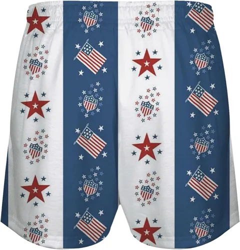 Vista 5 de Independence Day Casual Sports Cargo Pants Women Trendy USA Flag Color Block Compression Drawstring Summer Shorts White