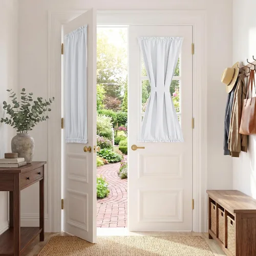 Vista 11 de PONY DANCE Persianas para puertas – Paneles opacos para tratamiento de ventanas, cortinas sólidas de alta resistencia con bolsillo para barra