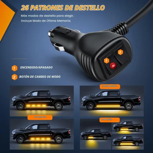 Vista 2 de Nilight 2 tiras de luces estroboscópicas de emergencia de 70 pulgadas, 1125 LED, luz ámbar flexible, intermitente, advertencia, precaución