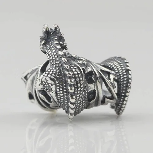 Vista 3 de Abalorio de plata de ley con diseño de dragón de fuego de hielo para Pandora y pulseras y collares similares