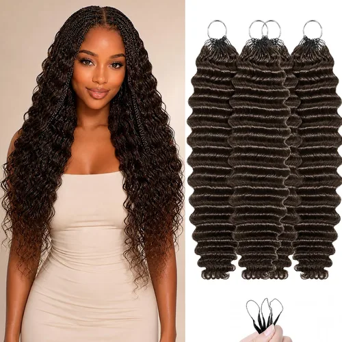 Vista 72 de Human Braiding Hair for Boho Braids 20inch Curly Wave Bulk Bundles 1B (A)1B
