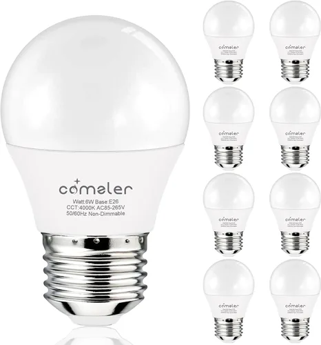 Vista 14 de comzler Bombilla pequeña de 6 W, luz blanca cálida de 2700 K, equivalente a 60 vatios, base de tornillo estándar E26 con forma A15/G45