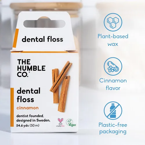 Vista 4 de The Humble Co - Hilo dental de canela, paquete de 4, hilo dental expandible vegano para adultos y niños, hilo dental no tóxico, grueso y expandible