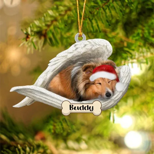 Vista 51 de Afghan Hounds - Adorno de Navidad con alas de ángel durmiente, recuerdo personalizado para perros 2024, adorno de forma acrílica, regalos