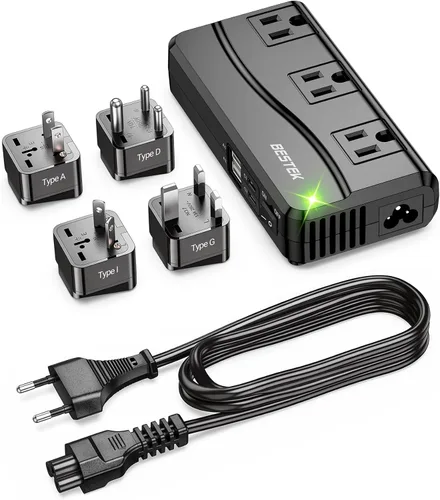 Vista 12 de BESTEK - Adaptador de viaje universal convertidor de voltaje de 100-220 V a 110 V de 250 W con carga USB de 6 A y 4 puertos, 3 tomas de CA