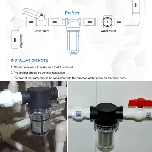 Vista 3 de AutoRocking Colador en línea NPT hembra de 1/2 pulgada con pantalla de filtro de acero inoxidable de malla 100 (MWP 150 PSI)