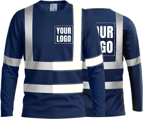 Vista 27 de La alta visibilidad reflexiva de las camisetas de la seguridad del logotipo de encargo Hola Vis de Verde neón - Estilo 8