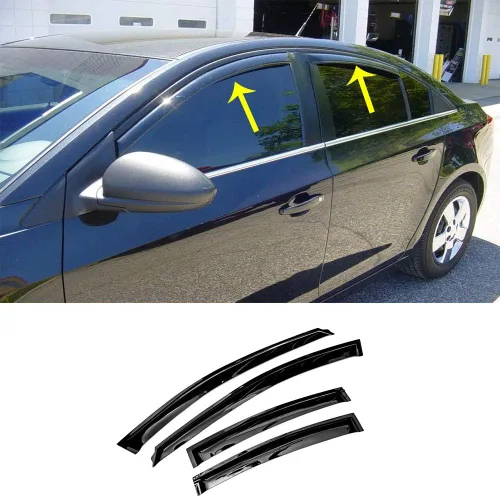 Vista 2 de Ventvisor - Visera para ventana lateral compatible con Chevrolet Cruze 2011-2016, deflector de lluvia, protector solar, deflector de viento, humo