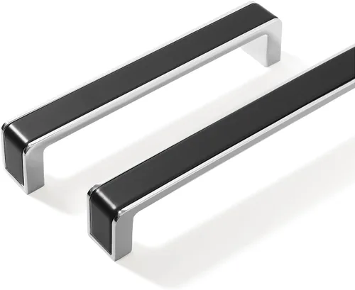 Vista 11 de Paquete de 2 manijas de gabinete de cocina, tiradores de gabinete negro mate y dorado, pomos modernos para cajones de tocador para baño, dormitorio