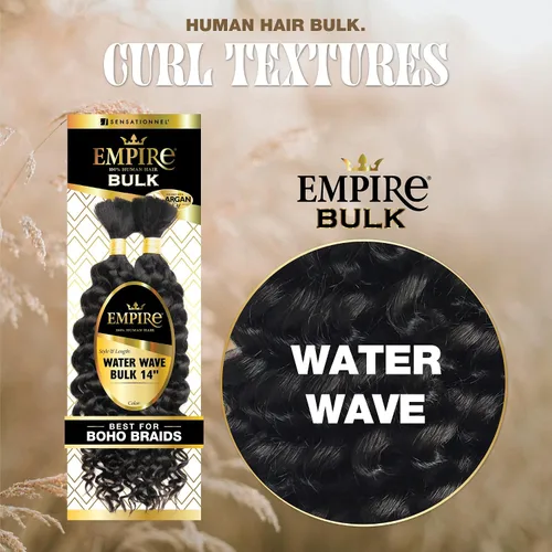Vista 2 de Sensationnel Empire Bulk Braiding – Trenzas de cabello humano Water Wave para estilos Knotless Boho Box o Curly Loosewave, 1 paquete