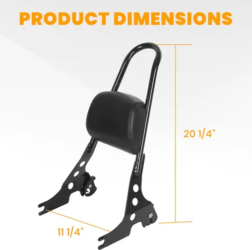 Vista 3 de ECOTRIC Respaldo tubular desmontable para pasajero compatible con Harley Sportster XL883C 883R XL1200R 1200C 1200S XLH883 XLH1200 de 2004