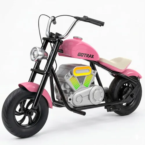 Vista 10 de Gotrax Retro Motorcycle for Kids 8+, 12" Tires,Max 9 Miles,6/10Mph 2 Speeds Blue