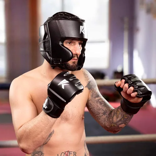 Vista 8 de Kruzak - Gorros de boxeo unisex - Entrenamiento de MMA, acolchado ajustable, Kara, Muay Thai, Kickboxing, Sparring, artes marciales, karate