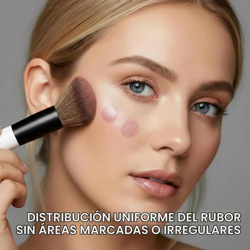 Vista 9 de Lamora - Brocha de maquillaje de doble extremo, rubor + corrector, cepillo facial en ángulo doble Negro (Duo Blush)