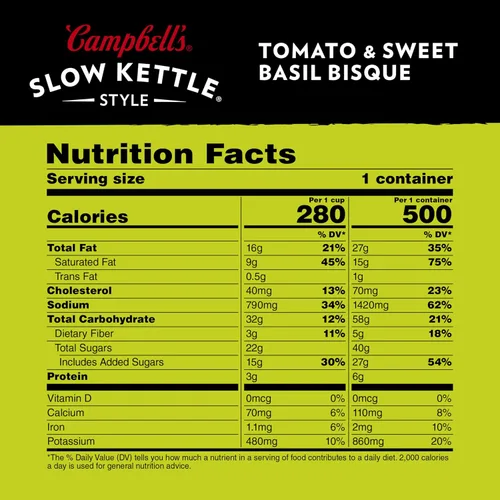 Vista 2 de Campbell's Slow Kettle Style Tomato & Sweet Basil Bisque, cuenco para microondas de 15.5 onzas (paquete de 8)