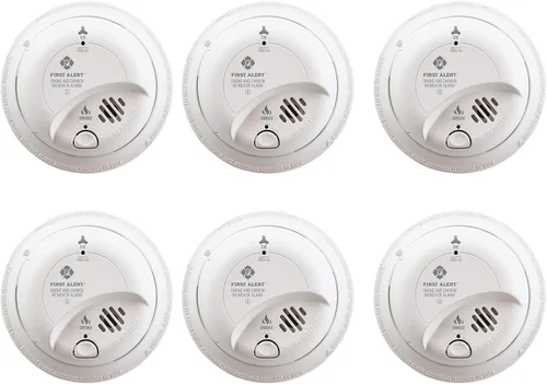 Vista 12 de First Alert Alarma combinada de humo y monóxido de carbono, detector cableado de interconexión con batería de respaldo, SMICO100-AC, Paquete de 1