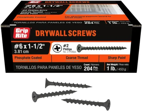 Vista 13 de Grip-Rite 1CDWS1 #6 X 1" Phillips Bugle Head Coarse Thread Sharp Point Tornillo para Paneles de Yeso, Caja de 1 libra