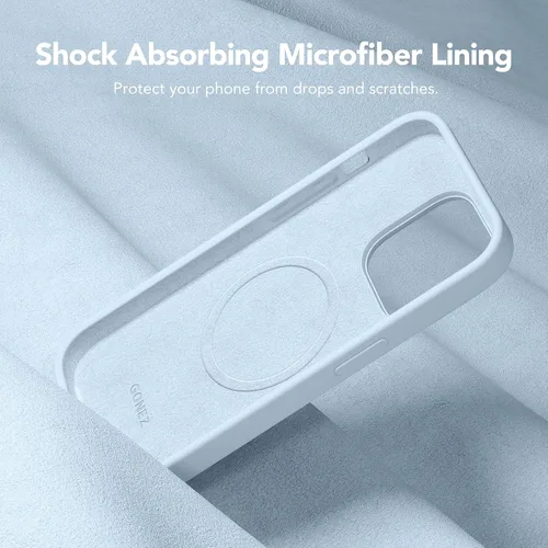 Vista 6 de GONEZ Funda de silicona para iPhone 14 Pro Max, compatible con MagSafe, con protector de pantalla + protector de lente de cámara, silicona líquida a