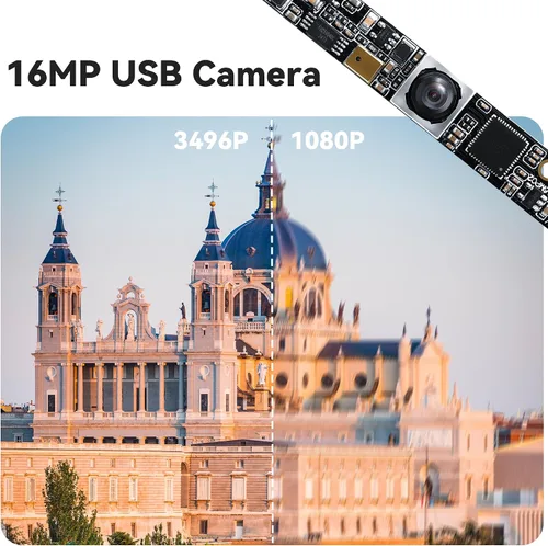 Vista 2 de Módulo de cámara USB de enfoque automático de 16 MP con micrófono, cámara de grabación de luz de gran angular de 100 grados para grabador láser
