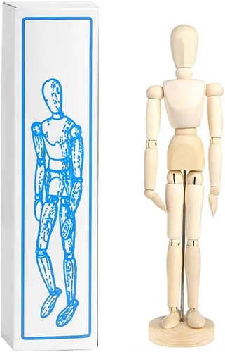 Vista 5 de Maniquí de madera para artistas de 12 pulgadas, cuerpo de maniquí articulado flexible, figura humana, modelo articulado de madera, muñeco de maniquí