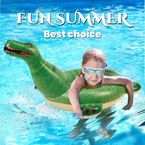 Vista 6 de HOHQB Flotadores inflables realistas de dinosaurio para niños, anillo de piscina, juguetes de piscina para niños pequeños de 3 a 12 años