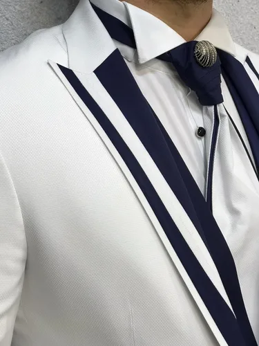 Vista 9 de Wangyue Traje de esmoquin de 3 piezas para hombre, chaleco de doble botonadura, trajes de boda para hombres, fiesta de graduación, traje de esmoquin