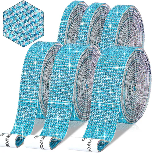 Vista 9 de 6 rollos de cinta de diamantes de imitación autoadhesiva con diamantes de imitación de 0.079 pulgadas (0.079 in) para manualidades, decoración de AB