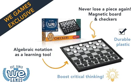 Vista 2 de WE Games Travel Magnetic Checkers Set -Travel Games for Adults, Magnetic Travel Games, Checkers Board Game, Pocket Games for Vacation, Portable