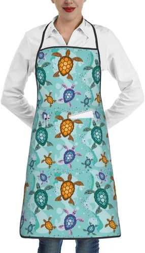 Vista 12 de Delantales con babero para mujeres y hombres, delantal de cocina con bolsillos para cocina, parrilla, barbacoa, pintura, jardinería