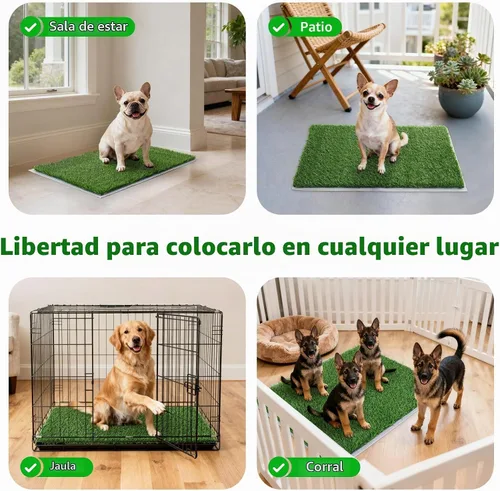 Vista 8 de Almohadilla de césped artificial para orina de perro, 18.75 x 15 pulgadas, paquete de 2, lavable para interiores, césped de repuesto para cachorros