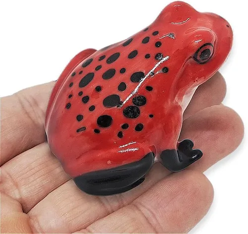 Vista 30 de WitnyStore Figura de cerámica de rana manchada gris y roja para decoración de terrario, estatua coleccionable para coleccionistas adultos, escultura