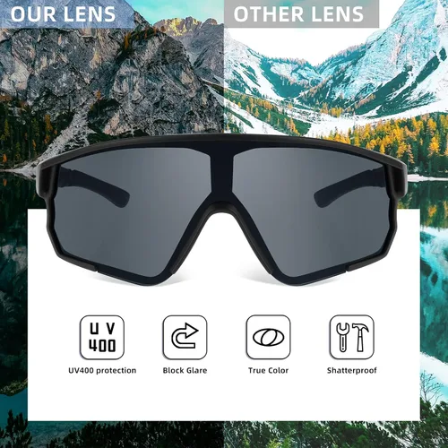Vista 4 de WANWAN Gafas de sol deportivas de ciclismo para hombres y mujeres, estilo de los años 80, sombra de visera, béisbol, pesca, esquí, correr, golf