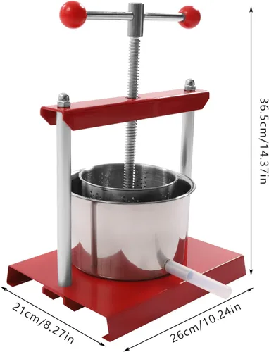 Vista 2 de Prensa manual para vino de frutas, barriles de acero inoxidable, prensado a mano para jugo, verduras, vino, aceite de oliva (3L/0.8 galones)