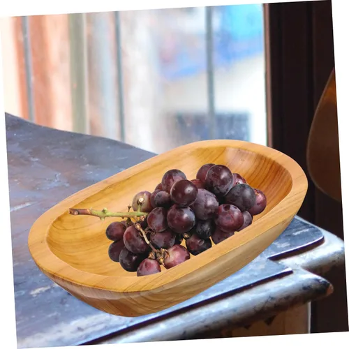 Vista 7 de TIDTALEO Bandejas de comida de decoración de madera Bandeja de fruta Tazón de pan de madera Bandeja pequeña Bandeja de madera Frutero de madera