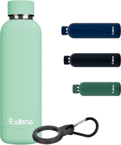 Vista 8 de Exllena Botella de agua pequeña de 12 onzas con clip, doble pared de acero inoxidable al vacío, pequeña botella de agua aislada que mantiene