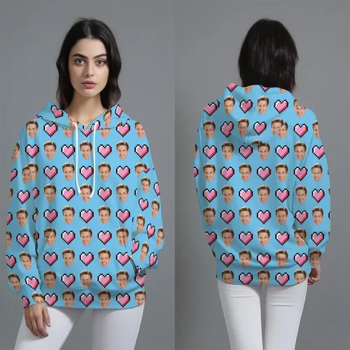Vista 3 de Sudadera con capucha personalizada Diseña tu propio jersey Sudaderas personalizadas Sudaderas con capucha personalizadas Hombres Mujeres
