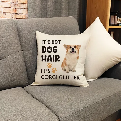Vista 3 de OUz It's Corgi - Funda de almohada con purpurina, no es pelo de perro, decoración de perro Corgi, divertida funda de almohada de Corgi, regalo