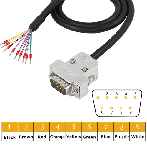 Vista 2 de XMSJSIY Cable adaptador de conector DB9 D-SUB 9Pin RS232 RS485-22AWG (macho DB9)