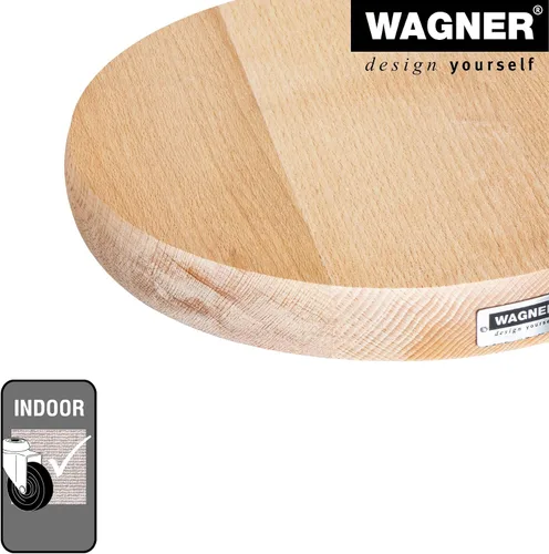 Vista 4 de WAGNER Plant Caddy Madera de Haya Nature - Ø 9.84 x 1.97 in - Organizador de flores para uso en interiores, soporte para plantas hecho de madera