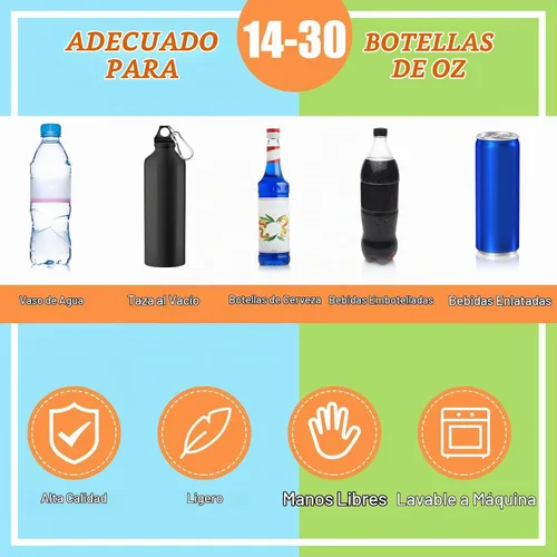 Vista 5 de Berlune Soporte para botella de agua de 14 a 30 onzas con cordón y bolsillo con cremallera, bolsa de malla ajustable para caminar 4
