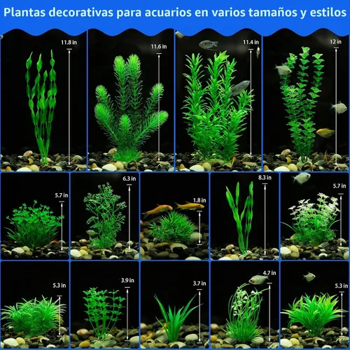 Vista 3 de MyLifeUNIT Plantas de acuario, paquete de 20 plantas artificiales para pecera para decoración de acuarios (verde)