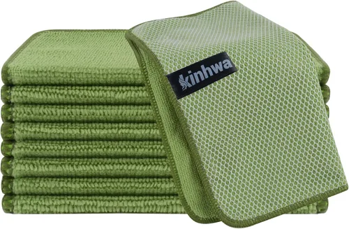 Vista 7 de KinHwa Paños de cocina para platos, paños de microfibra absorbentes de secado rápido, trapos de cocina con lado de limpieza de poliéster, ideal