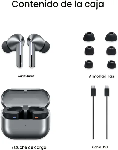 Vista 10 de Samsung Galaxy Buds 3 Pro AI True Auriculares Bluetooth inalámbricos verdaderos, cancelación de ruido, optimización de sonido, ajuste cómodo Plateado