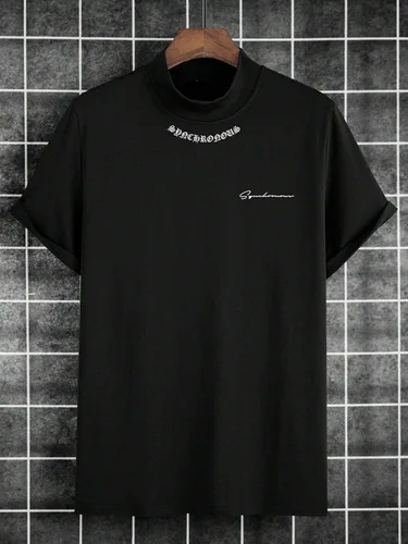 Vista 2 de SOLY HUX Camiseta de manga corta con estampado de letras para hombre